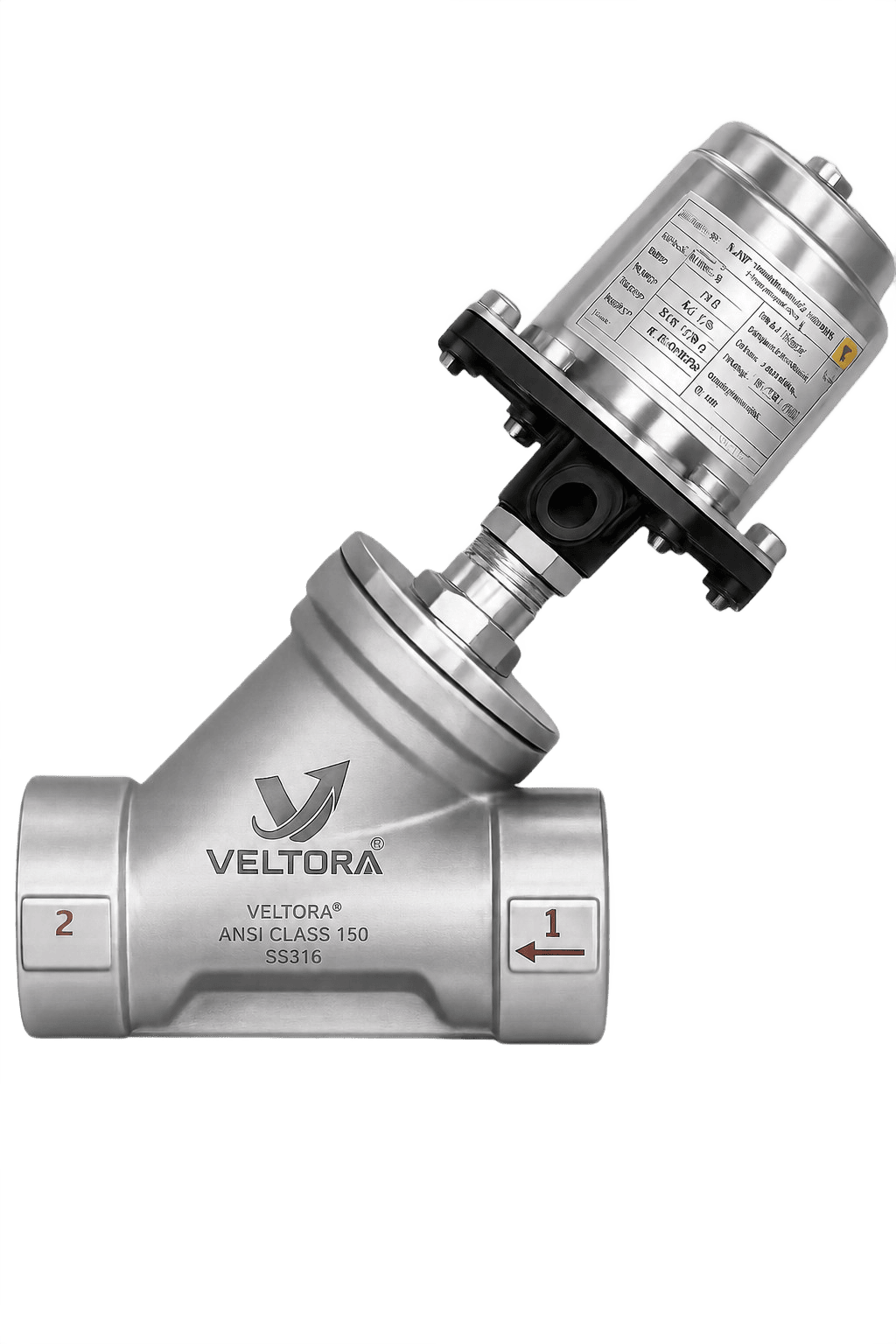Industrial actuated valve assembly for automated flow control